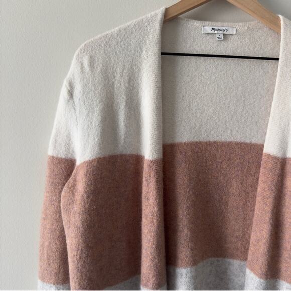 Madewell Striped Colorblock Cardigan Sweater open front long sleeve wool/alpaca - Picture 3 of 10